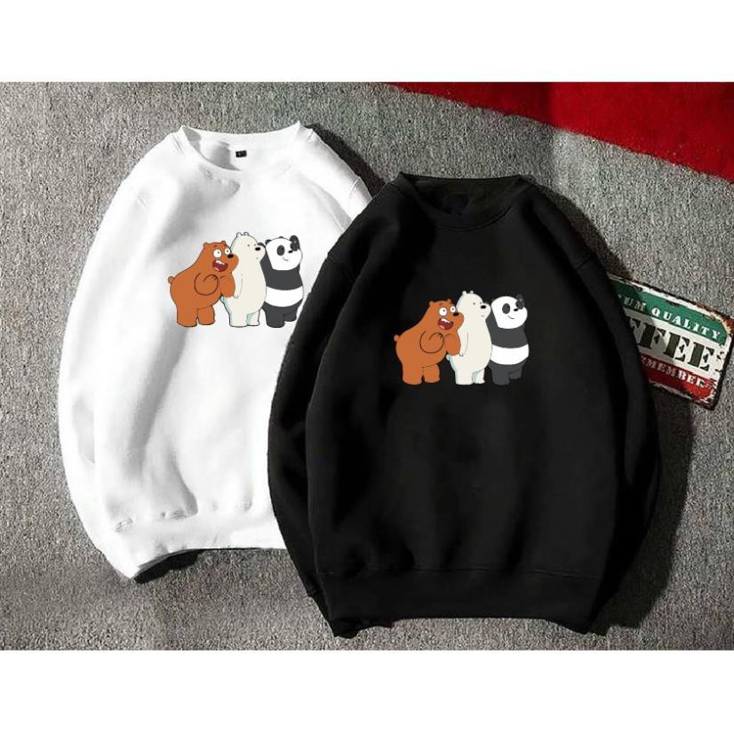 HOT- Áo nỉ bông Sweater thu đông 3 con gấu form suông rộng unisex cổ tròn áo cực chất | BigBuy360 - bigbuy360.vn