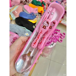 Sét 3 muỗng đũa nĩa hello kitty