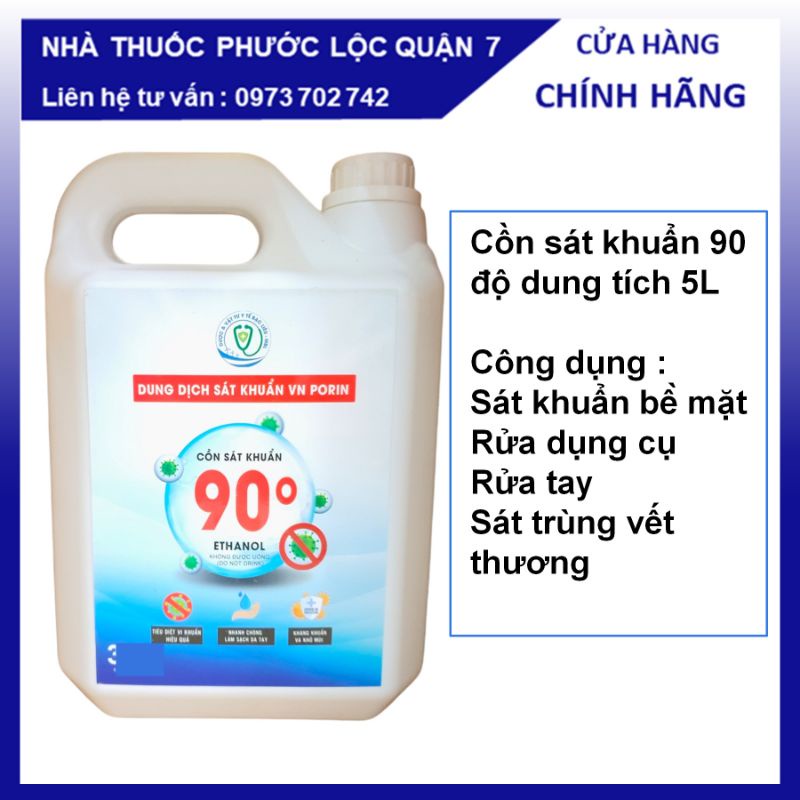 Cồn 90 5 Lít / Cồn 90 độ sát khuẩn rửa tay