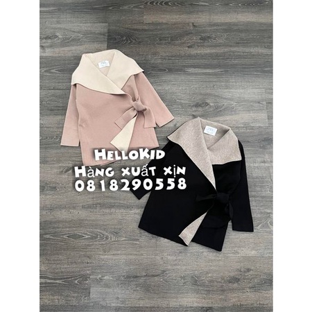 A572 - Áo khoác len ZR buộc eo bé gái