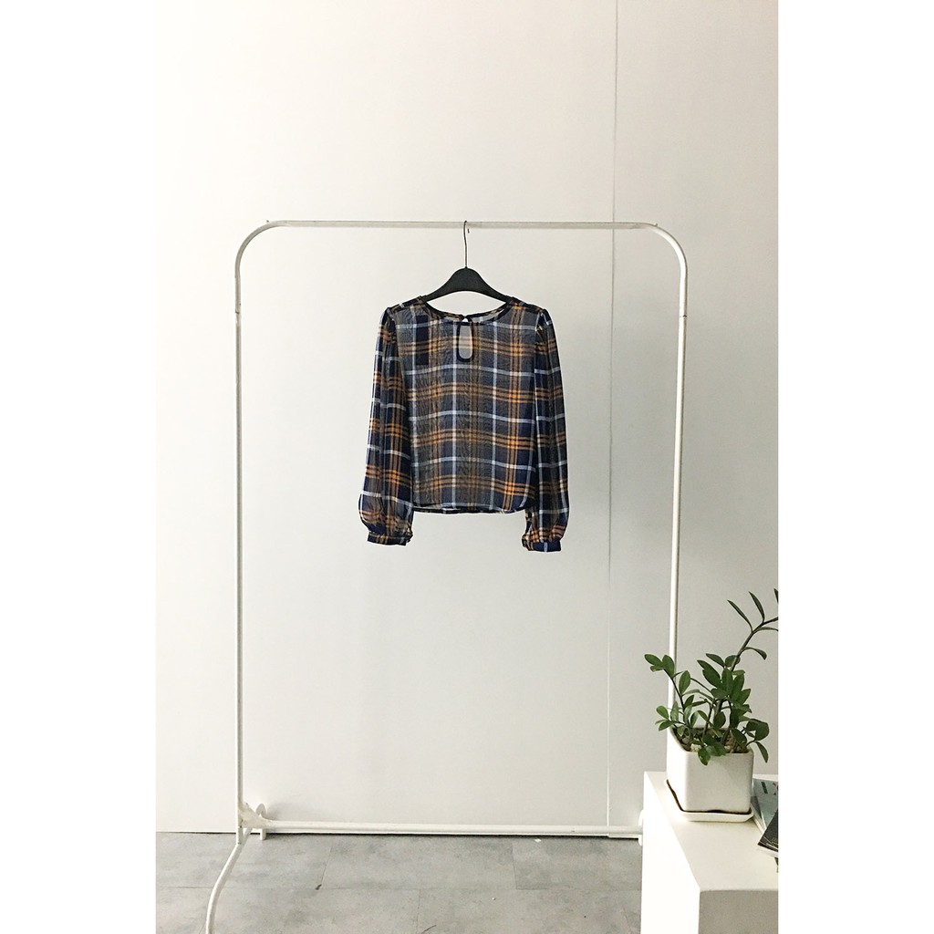 DOTTIE - Áo Tay Phồng Dài Caro Nữ T2541