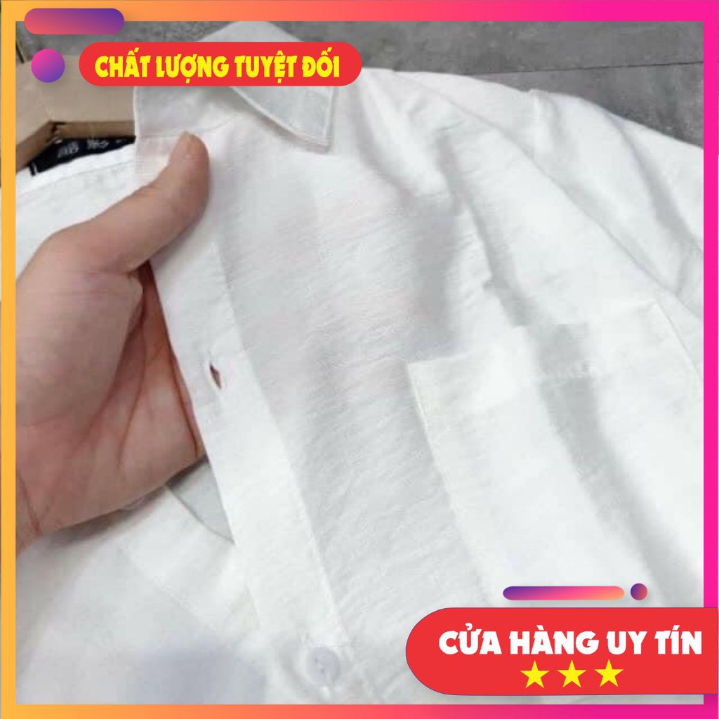 Áo sơ mi đũi trơn oversize