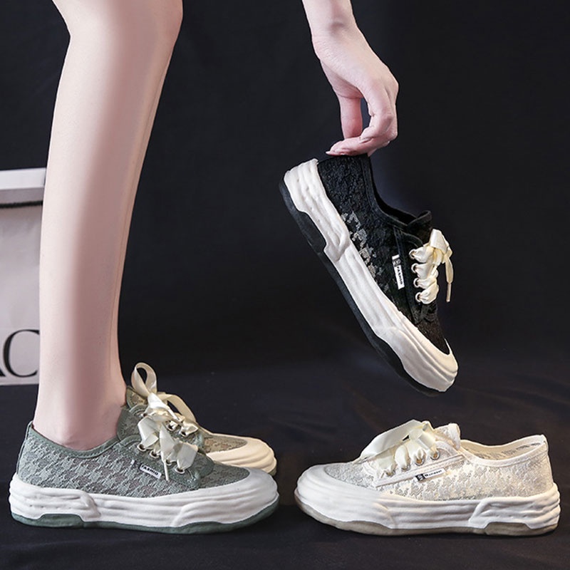 Giày Thể Thao Đế Bằng Phối Lưới Thoáng Khí Thời Trang Mùa Hè 2022 Mới Cho Nữ