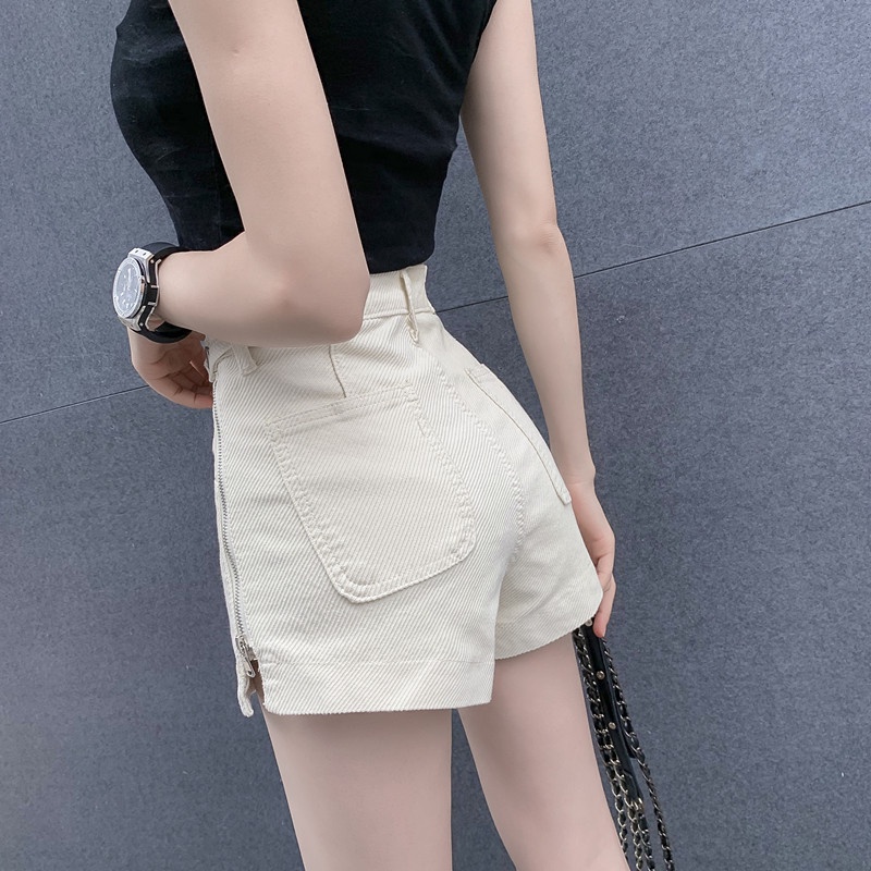 Phụ Nữ Thời Trang Mới Quần Short Denim Mỏng Cạp Cao