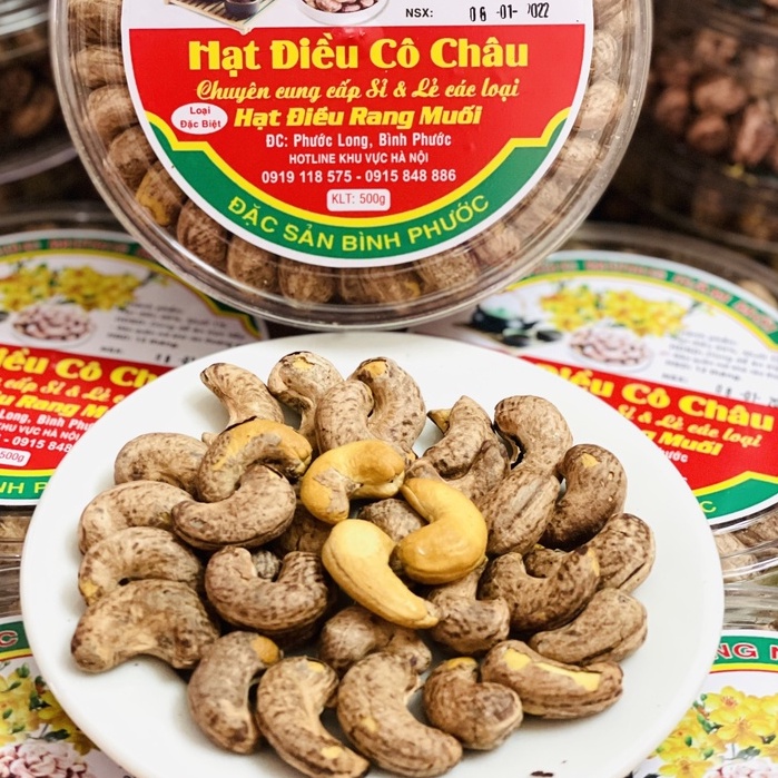 Hạt Điều Rang Muối cao cấp Cô Châu - Vỏ lụa hộp 500gr (Linahanhlam)