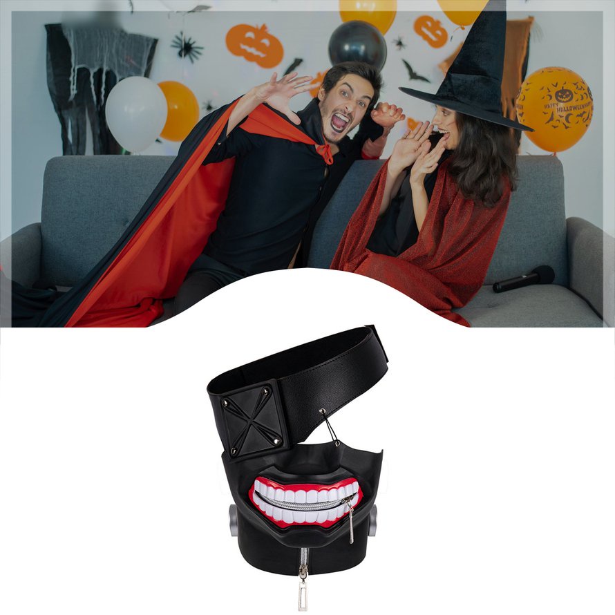 Đồ dùng cho Halloween Tokyo Ghoul Kaneki Ken 3D Pu Leather Mask Mặt nạ Cosplay