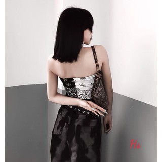 Áo yếm nữ🍉Áo Yếm Nữ Thổ Cẩm Phối Màu 🍉Yếm Nữ Chất Borip Đen Trắng hot trend mặc mix cùng quần cạp cao, đi biển siêu xinh