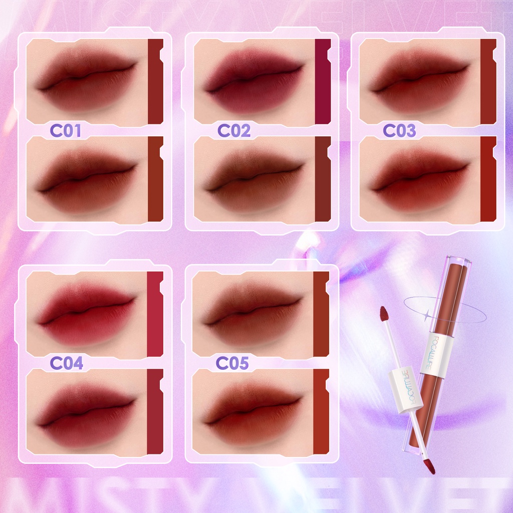 Son lì mịn dạng lỏng Focallure 2 trong 1 trang điểm thời trang chống nứt nẻ