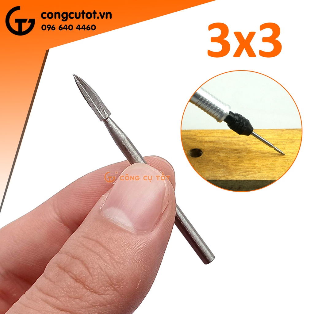 Bộ 5 đầu điêu khắc gỗ trục 3mm cỡ 3mm