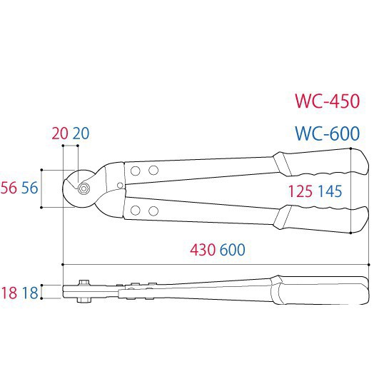 Kìm cộng lực cắt cáp xoắn WC-450 Tsunoda Nhật Bản - WC-450 - WC-450