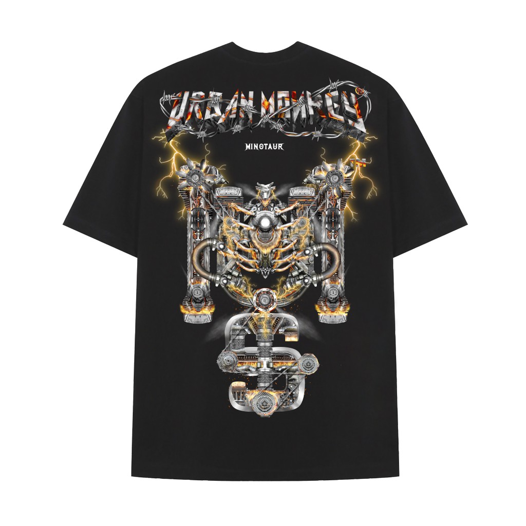 Áo Thun URBAN MONKEY YEAR OF MINOTUAR Đen Chất Liệu Cotton Hai Chiều