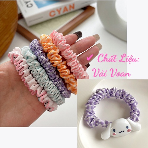 Dây Buộc Tóc Scrunchies Sọc Caro icon Hoạt Hình Dây Cột Tóc Jussy Fashion Thiết Kế Đơn Giản Dễ Thương [1 SỢI]