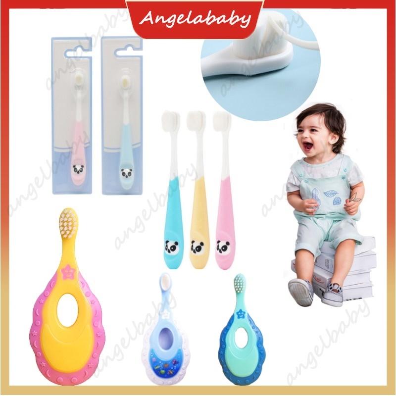 Bàn Chải Đánh Răng Với Tay Cầm Silicone Vệ Sinh Răng Miệng Cho Bé 2-12 Tuổi