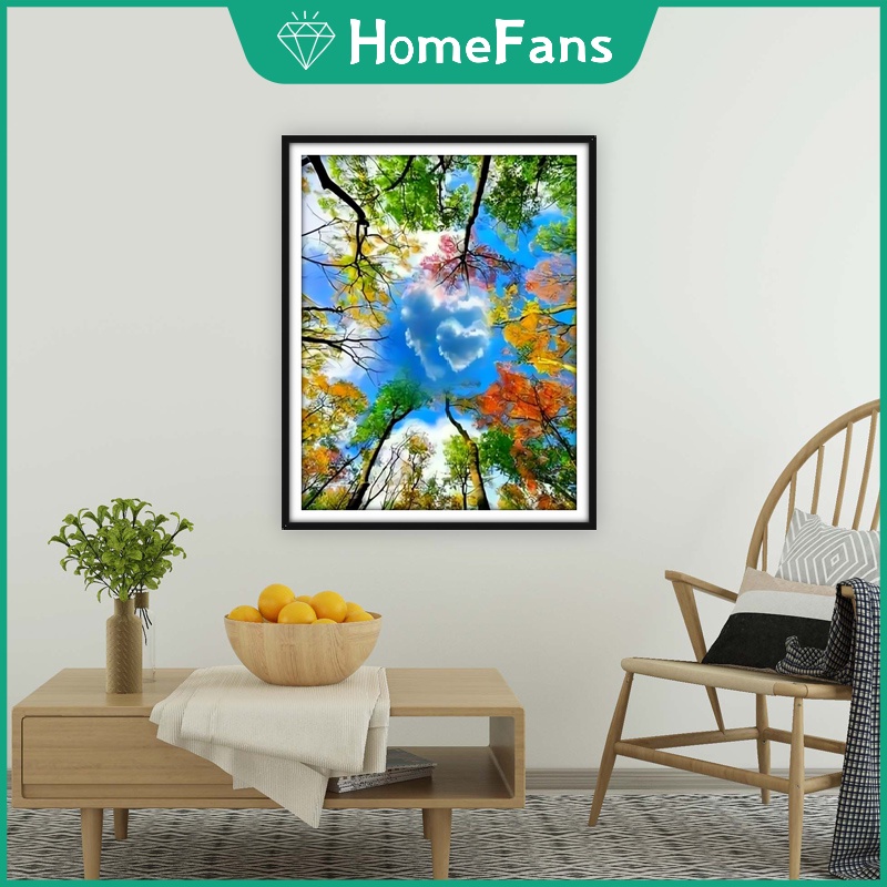 Bộ Tranh Đính Đá 5D Tự Làm Hình Khu Rừng Tình Yêu 40x50cm Trang Trí Nhà Cửa