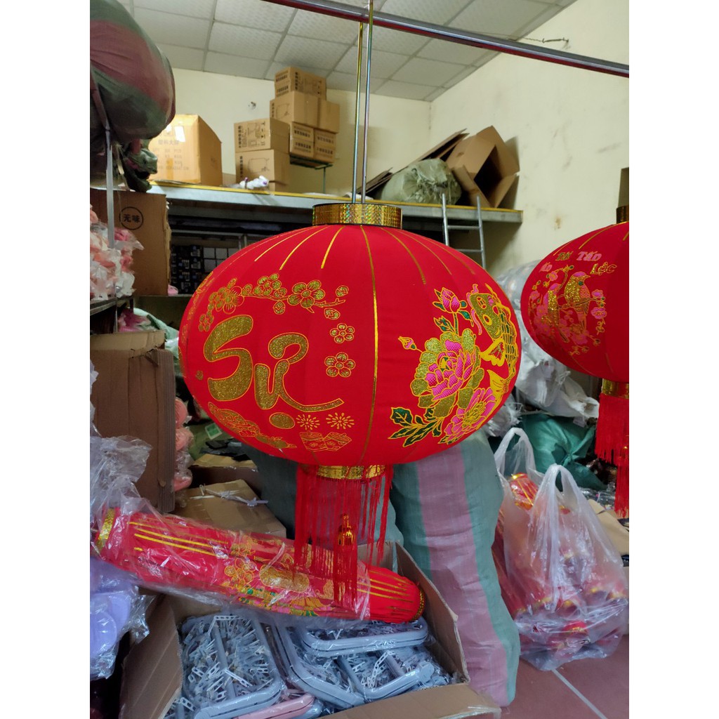 Đèn Lồng Vải ĐỎ Treo Tết Lễ Hội Size 60cm/80cm/100cm