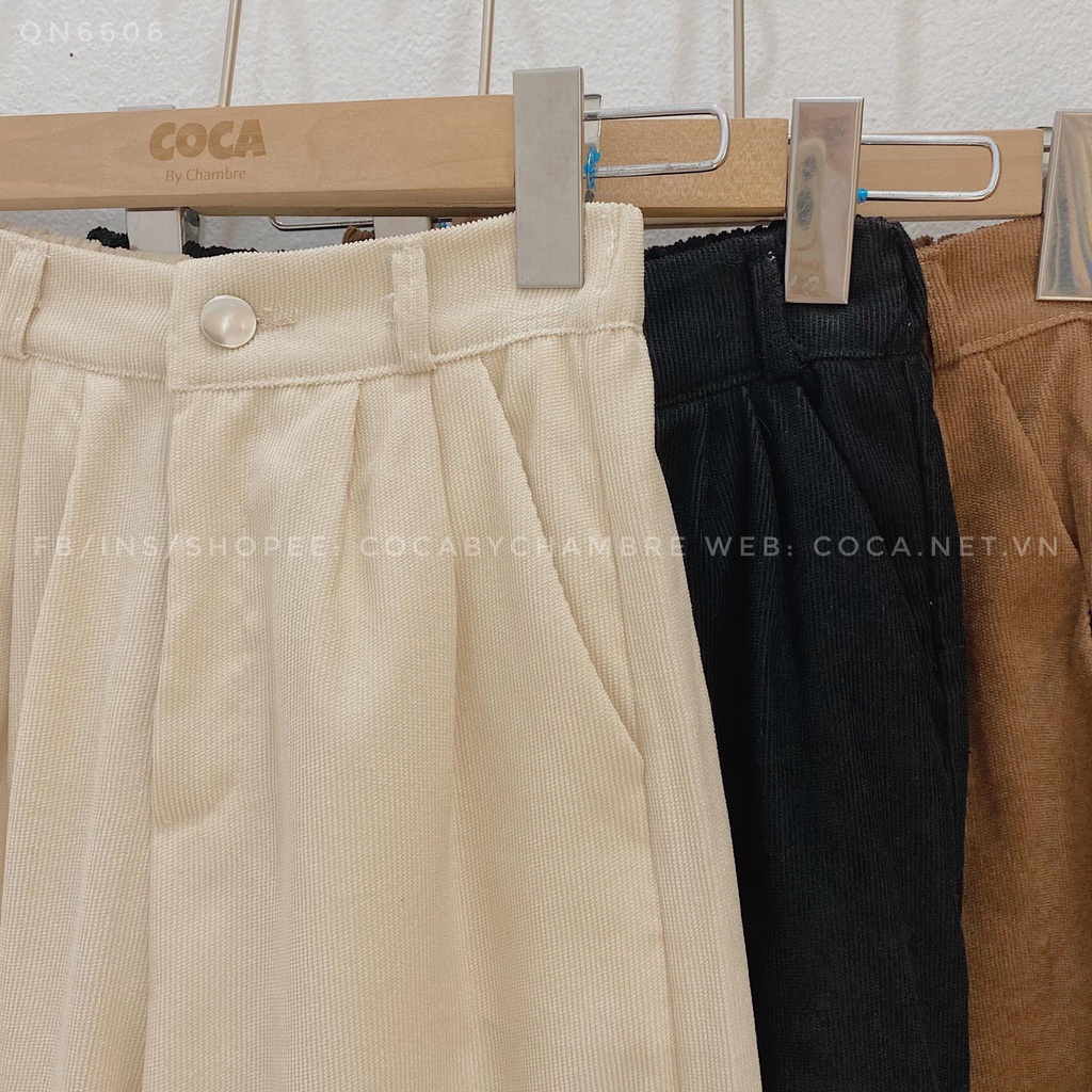 [QN6606] Quần nhung suông trơn lưng chun form dài (Có sẵn/Ảnh thật)
