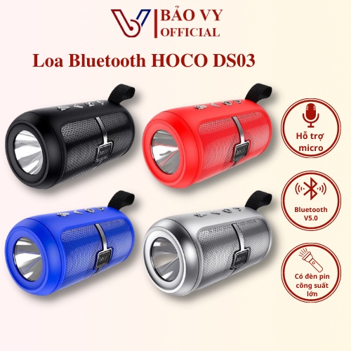 Loa bluetooth HOCO DS03, Loa mini bluetooth thẻ nhớ USB không dây âm thanh hay to rõ không rè có hỗ trợ đèn pin - BAOVY