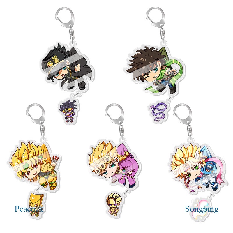 Móc chìa khóa họa tiết hoạt hình JoJo Bizarre Adventure bằng acrylic dễ thương cho nữ