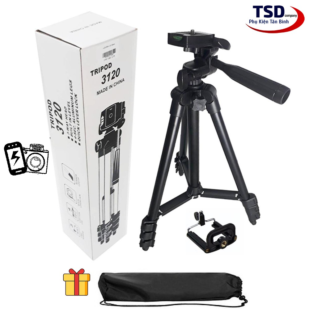 Gậy Chụp Hình Tripod 3 Chân Thân Nhôm TF 3120 Cho Điện Thoại, Máy Ảnh Hàng Chuẩn