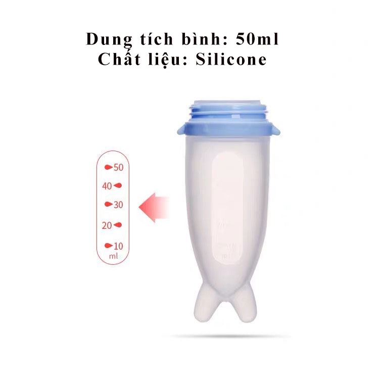 Bình Ăn Dặm, Bình Thìa Cá Heo Đa Năng 2 Trong 1 Silicon Cao Cấp