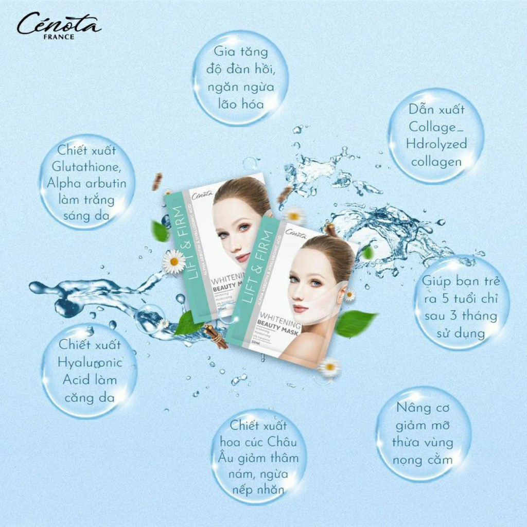 Mặt Nạ Cenota Whitening Beauty Mask Nâng Cơ Trắng Da 30ml * 6 miếng