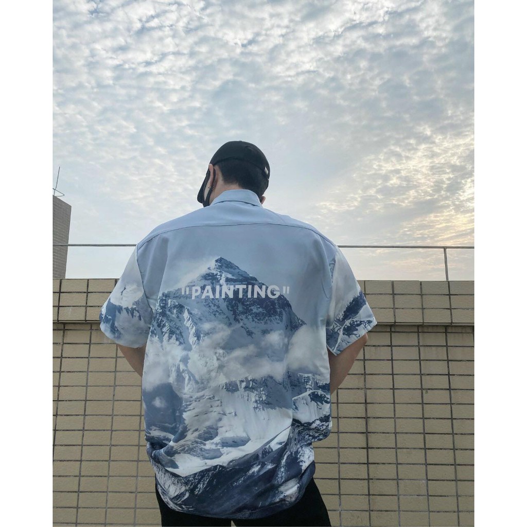 Áo sơ mi lụa in họa tiết form rộng tay lở chất lụa mềm mịn, thoáng mát, thoải mái