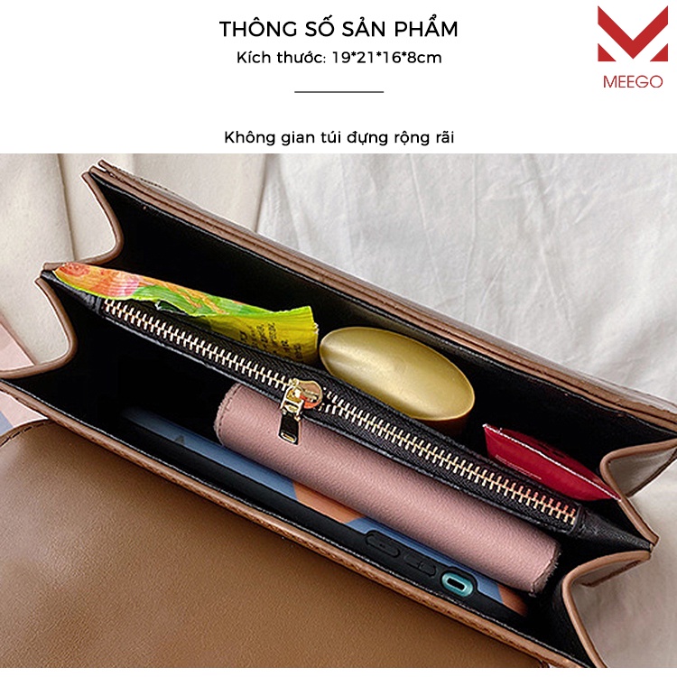 Túi Đeo Chéo Da Vân Rắn Nắp Vát Phong Cách Tối Giản Sang Trọng MEEGO G0020