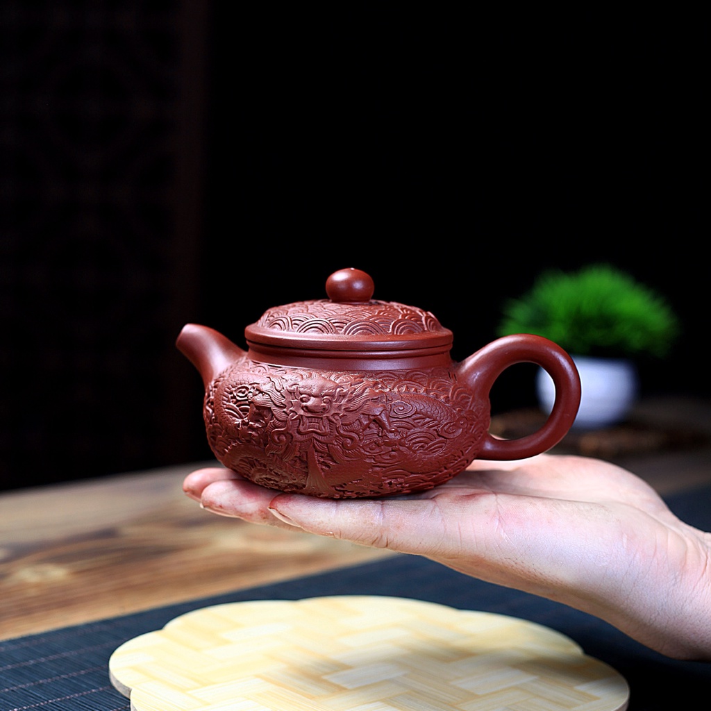 Ấm Tử Sa Nghi Hưng Phỏng Cổ Văn Long 250 ml (Đại Hồng Bào)