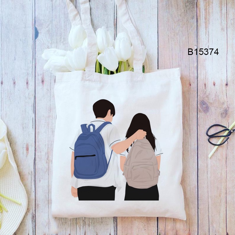 Túi tote canvas In Hình k - Rama kdrama Thời Trang Mùa Hè Cho Học Sinh