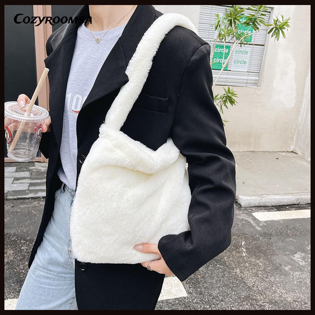 Túi xách tích hợp túi đeo vai phủ vải lông họa tiết da báo / trái tim thời trang thu đông cho nữ