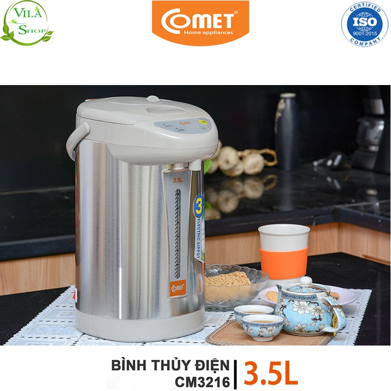 Bình Thủy Điện Comet CM3216, Bình Thủy Thông Minh, Chất Liệu Inox Cao Cấp Đa Năng Kháng Khuẩn Khử Mùi