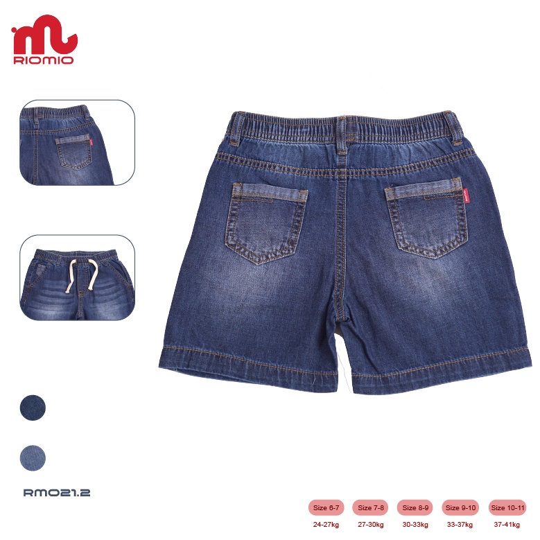 Quần short jean bé trai RIOMIO ống suông chất liệu Denim Cotton thoải mái - RM021