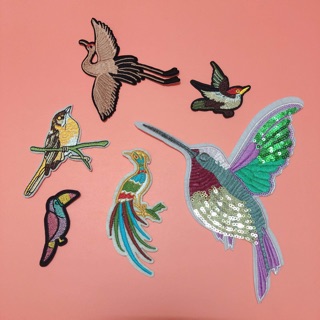 Sticker ủi , patch ủi, hình ui chim (Phụ liệu may vá trang trí quần áo may mặc, Handmade, DIY)
