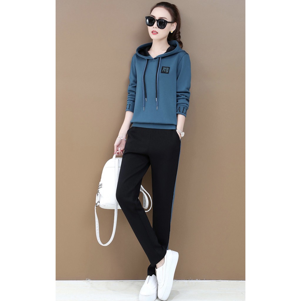 Set bộ đồ thể thao nữ thu đông dài tay thời trang KEMTHOITRANG - 4 size từ 45-85Kg tùy chiều cao