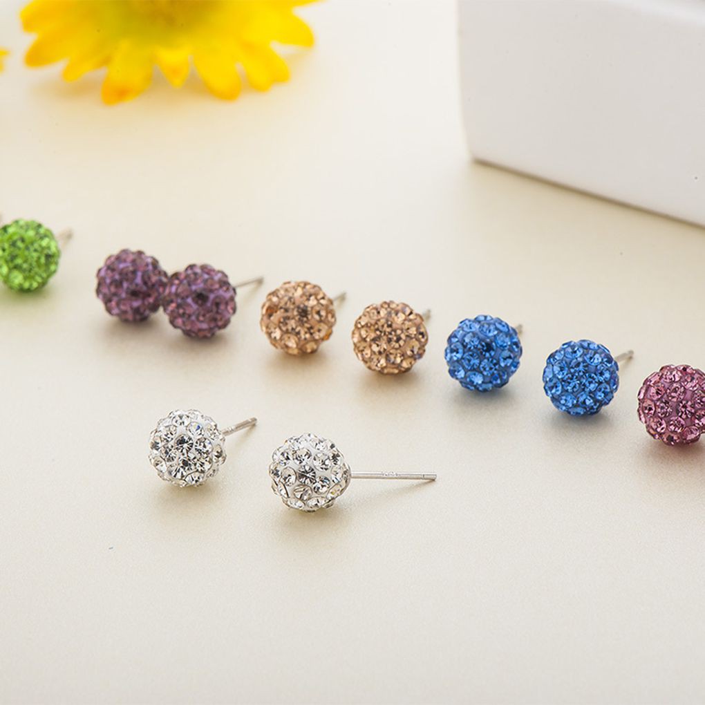 1 Đôi Bông Tai Bạc Hình Học Đính Đá Kiểu Hàn Quốc Cho Nữ