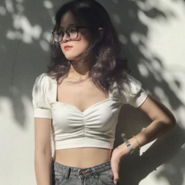 [Mã FAMAYWA giảm 10K đơn 50K] Áo croptop cổ vuông nhún ngực 4 màu chất vải mềm mịn RICH STORE CRT01 | BigBuy360 - bigbuy360.vn