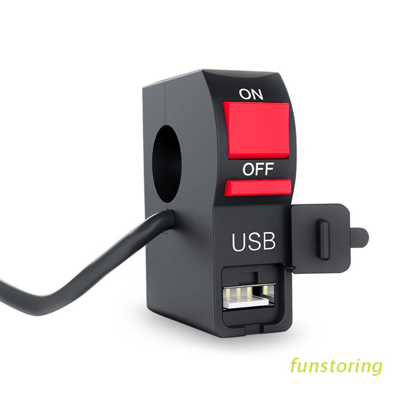 Công Tắc Bật/Tắt Kèm Sạc USB Chuyên Dụng Gắn Tay Lái Xe Máy/Xe Đạp