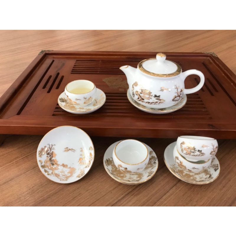 Ấm chén bát tràng - bộ ấm chum và bộ vẽ làng quê việt - gốm sứ bát tràng
