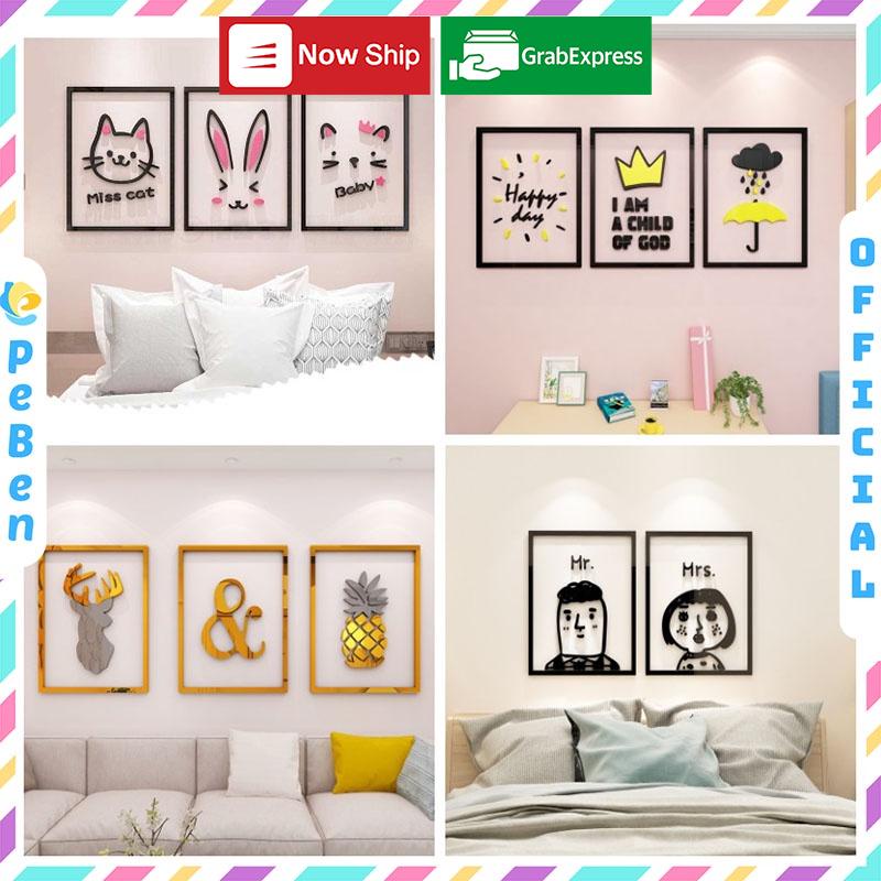 Tranh dán tường mica 3d decor khổ lớn phong cách hoạt hình trang trí mầm non, phòng cho bé Nhiều Size - EPeBen