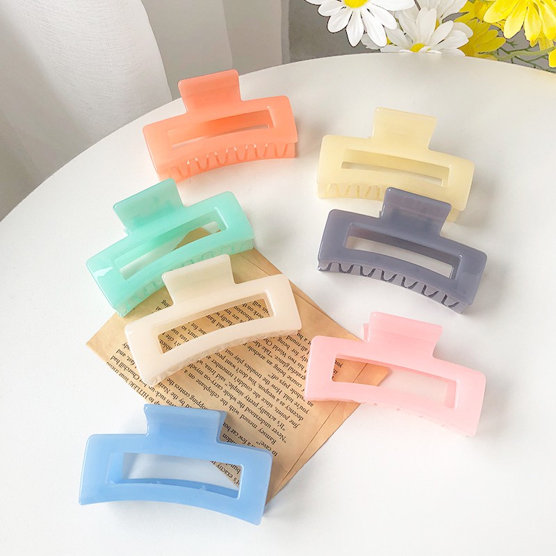 Kẹp tóc càng cua trơn màu dáng vuông màu sắc pastel Hàn Quốc Tom House