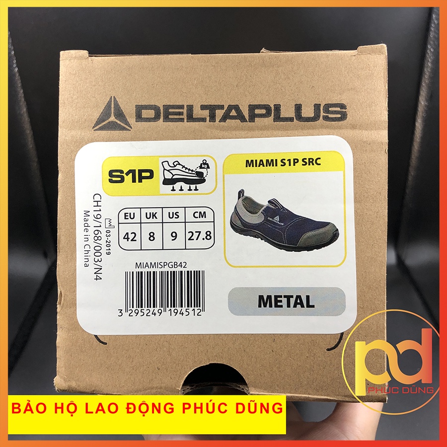 Giày bảo hộ lao động Delta Plus Miami SP1 cổ thấp màu xanh dương mũi thép chống va đập, siêu nhẹ, êm chân - Hình thật 10