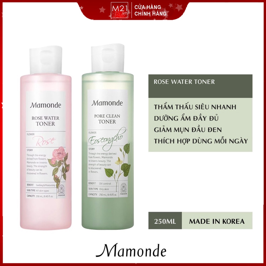 Toner diếp cá - Mamonde Toner - Nước hoa hồng Mamonde rose water 250ml