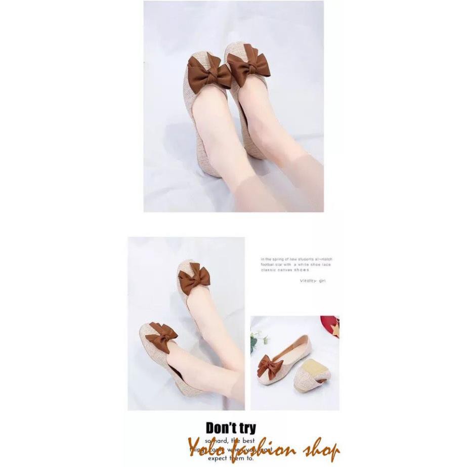 Giày bệt búp bê nữ vải dạ thắt nơ xinh xắn - B12 | BigBuy360 - bigbuy360.vn