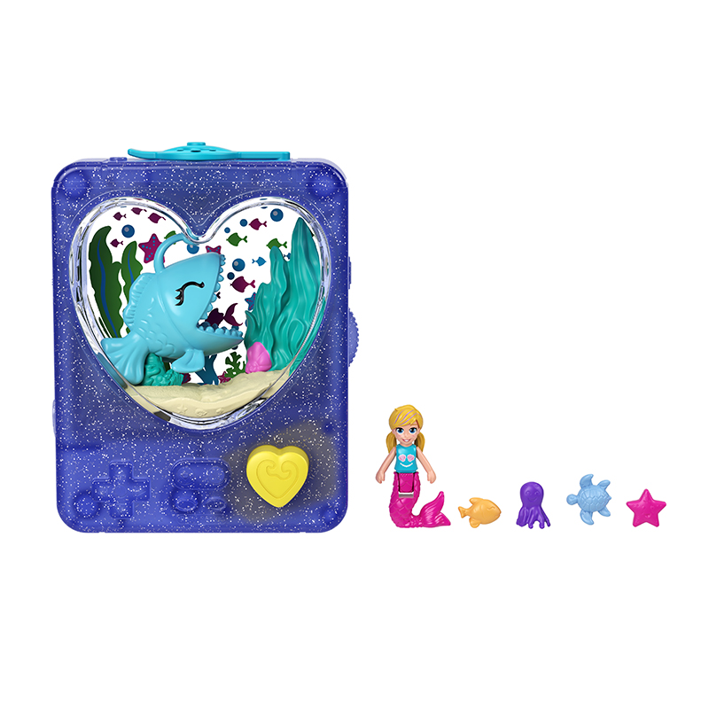 Đồ Chơi Mô Hình POLLY POCKET Pp Trò Chơi Bắn Vòng Nước Xanh Dương - Hàm Cá Mập GWF49/GWF48