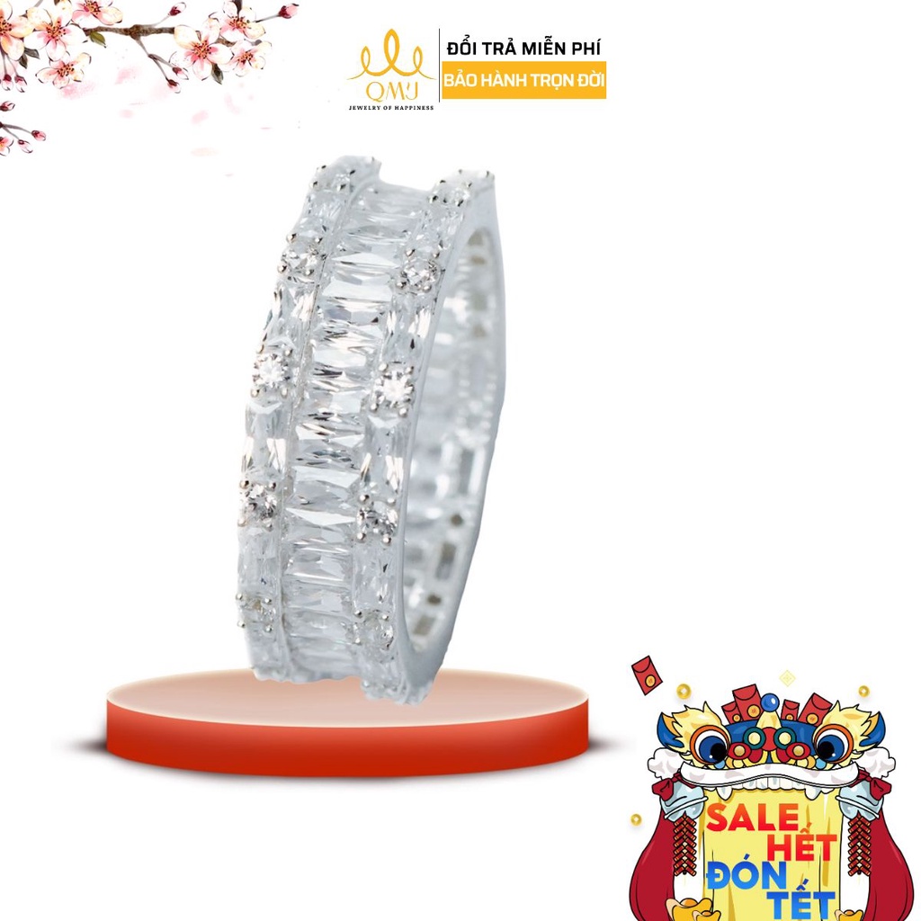 QMJ Nhẫn bạc Nữ Hoàng sang trọng nạm đá maget sáng dòng cao cấp Q278