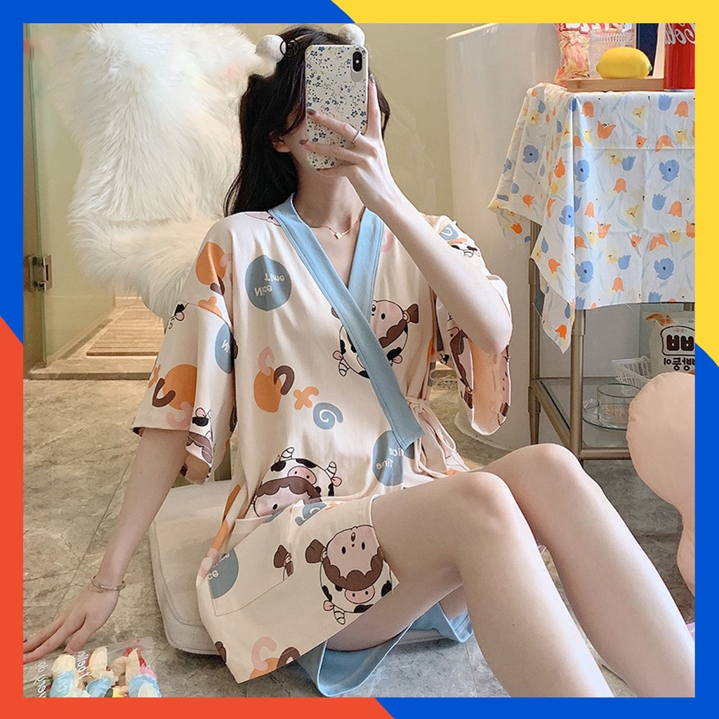 Đồ bộ bầu - sau sinh - Mặc nhà - chất liệu cotton ( Đùi - tà vắt chéo )