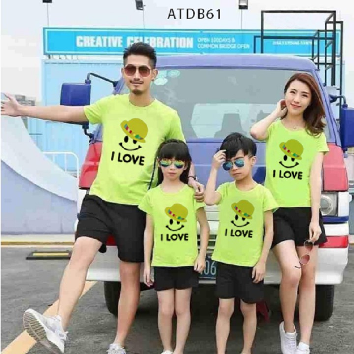 ÁO THUN ĐI BIỂN IN CHỮ I LOVE HỌA TIẾT MẶT CƯỜI ĐỦ MÀU ĐỦ SIZE - ATDB61