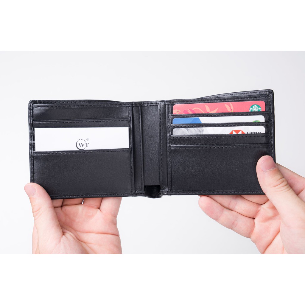 Ví Da Nam Da Dê Phối Da Bò Cao Cấp Màu Đen WT Leather 010098802