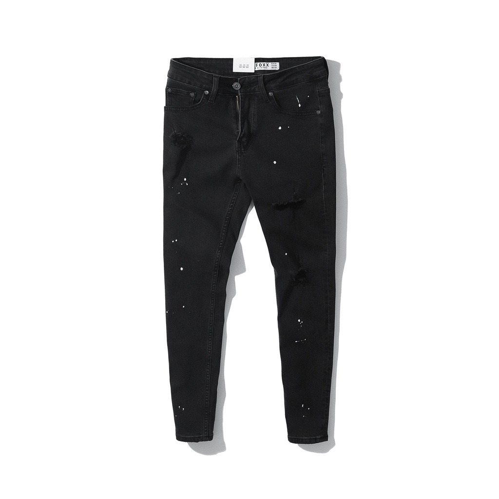 Quần jean nam, quần bò nam cao cấp slimfit DEFOXX xám wash vẩy sơn 220718