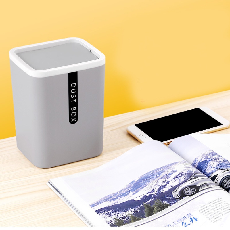 Thùng rác nhựa mini để bàn sáng tạo có nắp đậy trang trí nhà cửa/ văn phòng